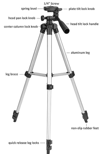 Tygot Adjustable Aluminium Alloy Tripod Stand Holder for Mobile Phones & Camera, 350 mm -1020 mm, 1/4 inch Screw + Mobile Holder Bracket Visit the Tygot Store - Image 3