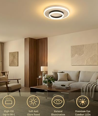 LED Ceiling Light | 50 Watts | >95 CRI Eye Comfort Lighting | 3-Color Mode Anti-Glare Panel for Living Room, Bedroom & Office (Round Ceiling Light) - Image 3